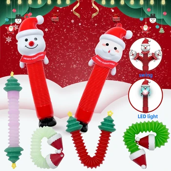 1 Vnt Kalėdų Pop Vamzdis Fidget Žaislas Santa Jutimo Vamzdis Švyti Tamsoje Šviesos Šalies Prekių Dovana Vaikams Suaugusiųjų Įtempių