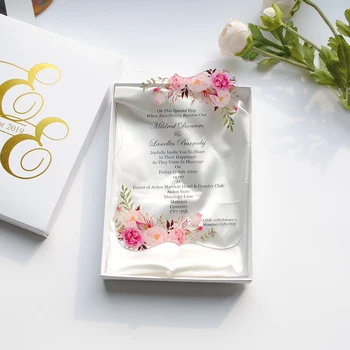 10vnt naujausias skaidraus stiklo, akrilo vestuvių pakvietimo aukso ir juodos spalvos žodžius spausdinimo vestuvių naudai kvietimai mėginys