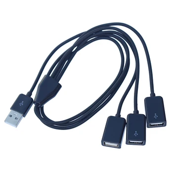 1m USB2.0 1 Patinas, 3-Port USB Moterų Maitinimo Adapteris Y Splitter Įkrovimo Kabelis