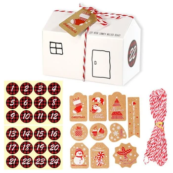 24sets Namas Formos Kraft Popieriaus Dėžutė Saldainių Dėžutė Su Numerio Lipdukas Dovana Žymeklį Kanapių Styginių Grupė Kalėdų, Naujųjų Metų Kalėdos Noel Navida