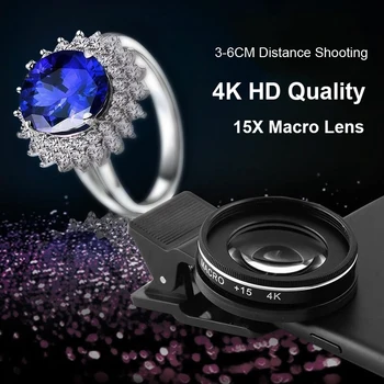 37MM 15X 30X Makro Objektyvo 4K HD Profesionali Fotografija Mobiliojo Telefono Kamera, skirta 