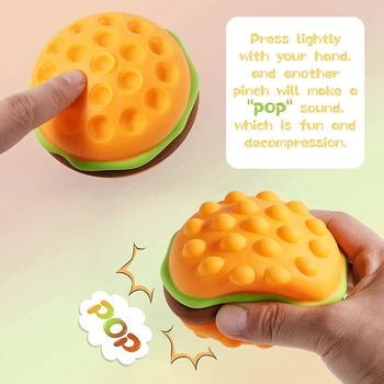 3D Išspausti Hamburger Fidget Žaislai Silikono Išskleidimo Silikono Fidget Ball Popper Fidget Jutimo Žaislas, 