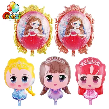 3pcs Animacinių filmų Princesė Balionai Mielas Magic Mirror Rose Princess Helio Balionas Baby Shower Merginos Gimtadienio Apdailos Globos