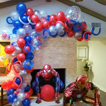 Giant Spider 3D žmogus Folija Balionai Raudona Mėlyna Latekso Arch Rinkinys Girliandą Balionas Gimtadienio Dekoracijos Vaikams Berniukas, superhero Žaislas kamuolys