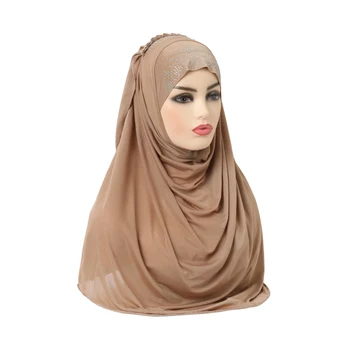 H145 aukštos kokybės vidutinio dydžio, 60*60cm musulmonų amira hijab su crinkles traukti į islamo skara galvą wrap