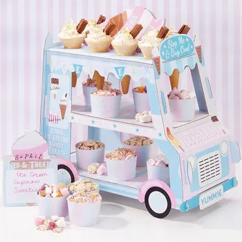 Ice Cream Van Stovėti Automobilių Stendas Keksiukai Atveju Šalis, Vienkartiniai Gimtadienio Apdailos Cupcake Cukraus Saldumynų Amatų Ekranas