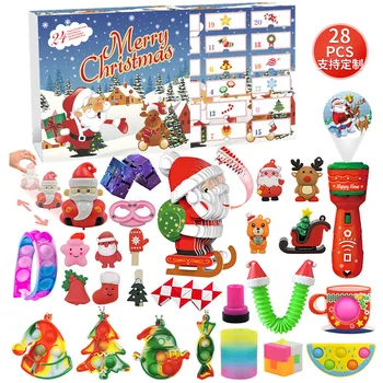 Kalėdų Aklas Lauke Advento Kalendorius Pack Anti Stresas Žaislų Rinkinys Įtempių Fidget Žaislas Vaikams Juokinga Sudėtinga Kalėdų Dovana
