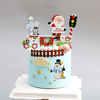 Linksmų Kalėdų Laiškas Tortas Topper Santa Claus Sniego Traukinio Tortas Topper Apdailos Kalėdų Dekoracijas Namų Lentelė