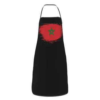 Marokas Maroko Vėliavos Prijuostė Virtuvės Valgių Kepimo Sodo kombinezonai su Antkrūtiniais Virtuvės apsaugos nuo užsiteršimo Tablier Vyrams, Moterims