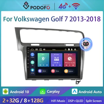 Podofo Android 10.0 Carplay Autoradio Volkswagen Golf 13-18 8+128G 4G, WIFI, Automobilių Radijas Stereo Grotuvas GPS AI Balso HiFi muzikos
