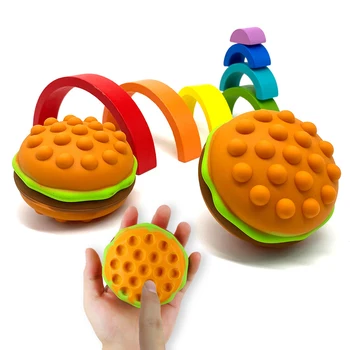 Pop Streso Kamuoliukus Fidget Žaislas 3D Hamburger Popping Plėtros Plonas Lėtai Auga Spaudimas Vaikams Kawaii Tiesioginio Jutimo Burbulas