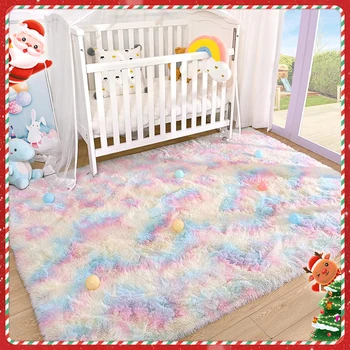 Rudenį ir žiemą storas pliušinis vaivorykštė kilimas Vaikams žaisti kilimas kambarį Dygsnio kilimėlių namų dekoro kilimai, miegamojo kilimėliai