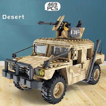 Šiuolaikinių Karinių Dykumos Hummer Automobilių Ginklas, Ginklai Kareivis SS Minifigs SWAT Playmobil Mini figūrėlių, Statyba akmenys Plytų Žaislai