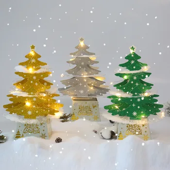 1Pcs 3D Kortelės Blizgučiai Kalėdų Eglutė Mini Darbalaukio Namų Navidad Festivalis Papuošalų Medis Kalėdos naujieji Metai Dovanų Šalis Apdaila