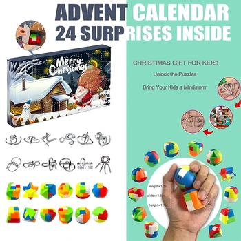 2022 Advento Kalendorius Kalėdų Atgalinės atskaitos Kalendorius Smegenų Kibinimas Metalinės Vielos Galvosūkiai, Žaislai Logika Kalėdų Dovanos vaikams Suaugusieji