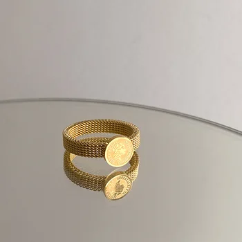 2022 Naujų Kūrybinių Grožio Galvos Portretas Aukso spalvos Titano Plieno Žiedai Moteris Gotų Papuošalų Šalies Mergina Neįprasta Žiedo Stude