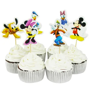 24pcs/pak Disney Mickey Mouse Gimtadienio Cupcake Rėžtuvės Baby Shower Mickey Mouse Šalis Dekoro Rėžtuvės Vestuves Prekes