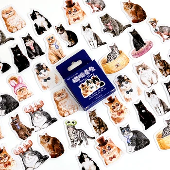 46Pieces Naminių kačių serijos Langelį Lipdukai mielas kačiukas vertus sąskaitą dienoraštis 