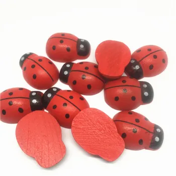 50pcs Raudona Mediniai Ladybugs Flatbacks 