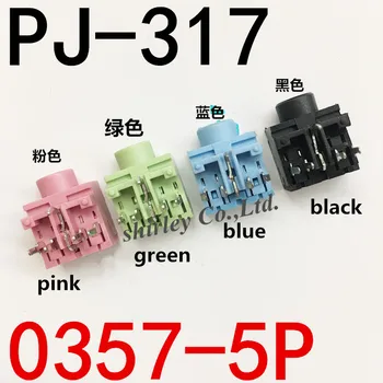 5VNT 3.5 mm 0357-5P Moteris Audio Jungtis PJ317 5Pin CINKAVIMAS Ausinių Lizdas PJ-317 rožinė žalia mėlyna juoda