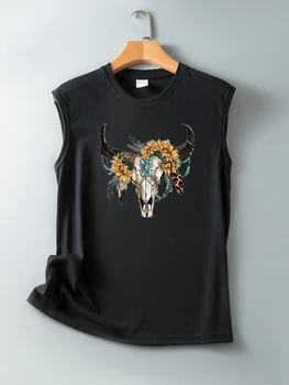 90-ųjų Moterų Vintage Marškinėliai Retro Bull Galvos Spausdinti Rankovių Femme Marškinėliai Harajuku Vasaros Grafinis Tee Marškinėliai Mujer Camisetas
