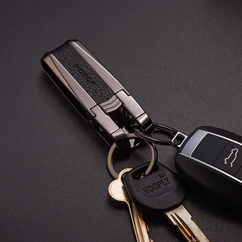 Aukštos klasės Vyrų Juosmens Kabo Key Chain Odos Diržas Keychain Metalo Dvigubų paketų prižiūrėtojų raktinę Auto Pakabukas Automobilio Raktų pakabukas Priedai