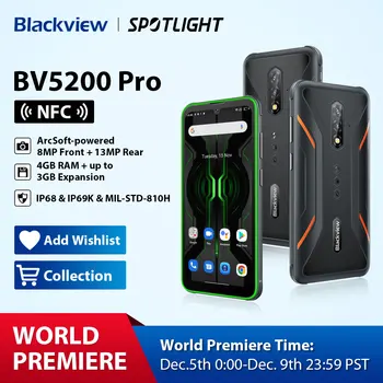 Blackview BV5200 Pro Tvirtas Telefonas, 4GB 64GB Andriod 12 Gel G35 Mobile 6.1