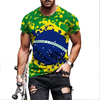 Brazilijos Vėliava, Hip-Hop Marškinėliai Vyrams Ponios 3D Spausdinimo Negabaritinių Marškinėliai Harajuku Stilius Vasaros trumpomis Rankovėmis Viršų