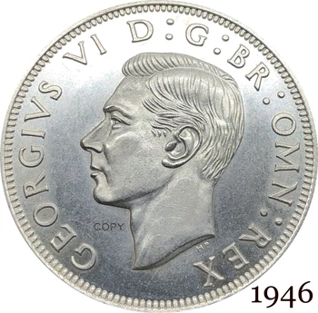 Britų 1946 Pusė Karūnos Karalius George ' as VI anglų Londono Sidabro Royal Mint Šeimos Sidabrą, Sidabro Monetų Kopijos