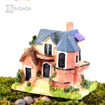 Derva mini Prabanga vila namas Micro pasakų sodo dekoro statuette miniature/terariumai, skulptūros statyba 