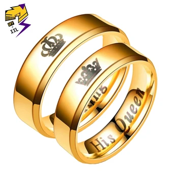 Karalienė Savo Karalių Pora Laišką Žiedas, skirtas Moterims, Vyrams, Nerūdijančio Plieno Mylėtojų Piršto Žiedai Pomise Dovana Aljanso bižuterijos
