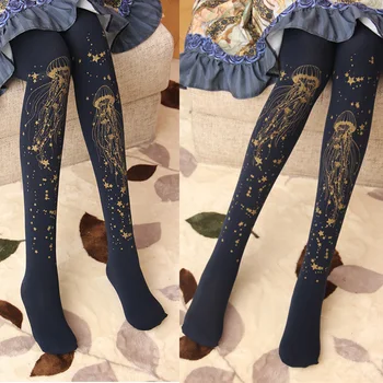 Karšto štampavimo lolita moterų kojinės, pavasario ir rudens laikotarpiu ir Japonijos xinghai medūzos lolita jų 100 d aksomo