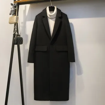 Korėjos Plius medvilnės Šiltas Vilnonis paltas Moterims 2020 Naujas Žiemos Juodas Plonas Ilgas Paltas Kietas Atsitiktinis Moterų Vilnos švarkas viršutinių drabužių siuvimas