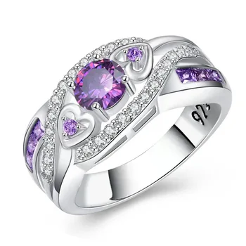 KOSE Mados Purpurinis Deimantas Meilės Žiedas Moterų Europos Ir Amerikos Stiliaus Keturių Letena Vestuvinį Žiedą, Ponios Vyresnysis Vestuvių Papuošalai
