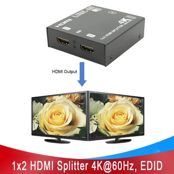 LINK-MI 4K60Hz 1X2 kaip hdmi2.0 Splitter Paramos EDID 3D HDCP1.4 1 2 Iš Vaizdo Garso Splitter 2 Ultra HD Ekranų