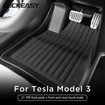 LUCKEASY Už Tesla Model 3 2017-2022 All-Weather Vandeniui Nešiojami Koja Mygtukai Priekyje Bagažo Kilimėlis, bagažo skyriaus Kilimėlis Grindų Kilimėlis model3