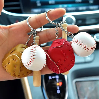 Mini Trijų dalių Beisbolo Pirštinės Medinė Lazda Keychain Automobilių Sporto Key Chain Raktų Žiedas Dovana Žmogui, Moterų, Vyrų Dovana