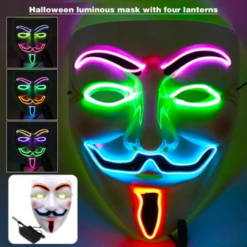 Naujas LED Kaukė Anoniminis Programišius V FOR Vendetta Guy Fawkes Helovyno Cosplay Kostiumas