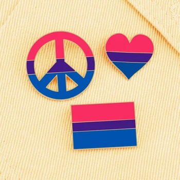 Naujas Taikos Ženklas Širdies Formos Stačiakampis, Biseksualų Emblemos Pin LGBT Sagės už Kailis Maišelį Decoation Žavesio Emalio Pin Papuošalai Dovana