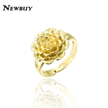 NEWBUY Derliaus Boho Stiliaus Aukso Spalvos, Gėlės Formos Žiedas Pareiškimą Papuošalai Atidaryti Dizaino Reguliuojamas Piršto Žiedą Kasdien Priedai