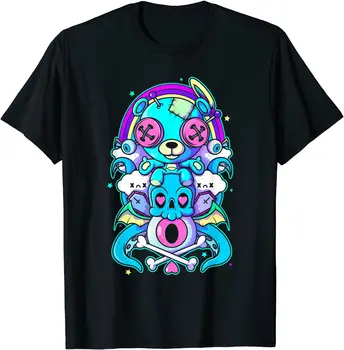 Pastelinės Goth Voodoo Doll Marškinėliai Kawaii Japonijos Meškiukas T-Shirt