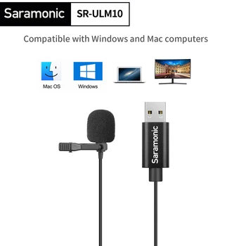 Saramonic SR-ULM10 USB Lavalier Microphone Clip-on Atvartas Mic PC Kompiuteris, Nešiojamas Live Transliacijos Įrašymo Vaizdo Žaidimų 2m/6m