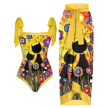 Senovinių Moterų Vientisi Maudymosi Kostiumėlį & Sijonas Maudymosi Kostiumai Padengti Iki Moterų Retro Holiday Beach Suknelė Nesimetriškas Vasaros Naršyti Dėvėti