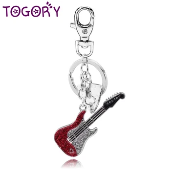 TOGORY Mados Gitara Crystal Key Ring Grandines Turėtojas Maišelį Sagtis Pakabukas Automobilių Keyrings KeyChains KY016