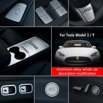 Už Tesla Model 3 Interjero Dekoratyvinis Lipdukas Modelis Y Interjero Mygtuką Aliuminio Lydinio Dekoratyvinis Dangtelis Pakeitimo Priedai