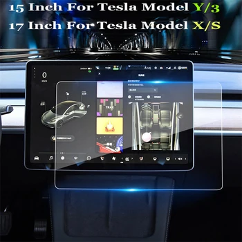 Už Tesla Model 3 Y S X 15/17 Colių Touch Screen Protector Centro Kontrolės Ekraną, Stiklo Plėvelė Grūdintas Stiklas Navigacijos Apsauga