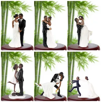 Vestuvių Dervos Tortas Topper, Afrikos Amerikiečių Pora Black Rėžtuvės Vestuvės Vestuvinis Nuotakos dušas Vestuvės
